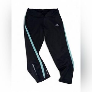 adidas Black Leggings with Mint Side Stripes